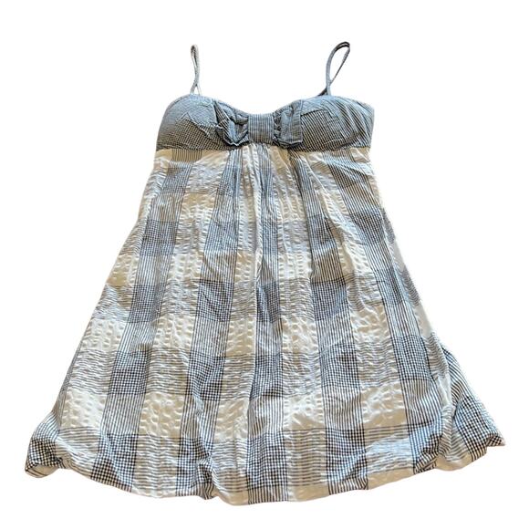 B.Darlin Blue & White Check Cotton Dress with Spaghetti Straps Sundress Country - Picture 4 of 10